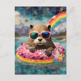 Otter i en Doughnut på en Flutit Resa Vykort