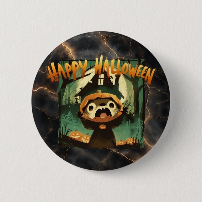Otter i Halloween-pumpdräkt Knapp (Framsida)