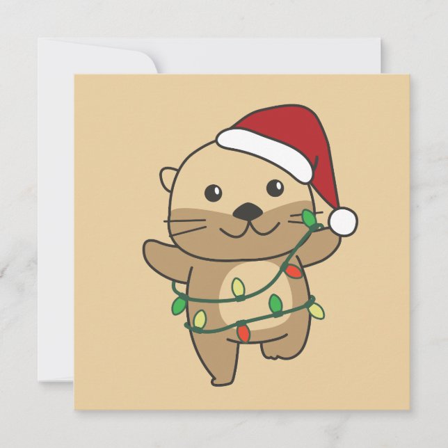 Otter i Helgdag Otter, Julvinter Julkort (Framsida)