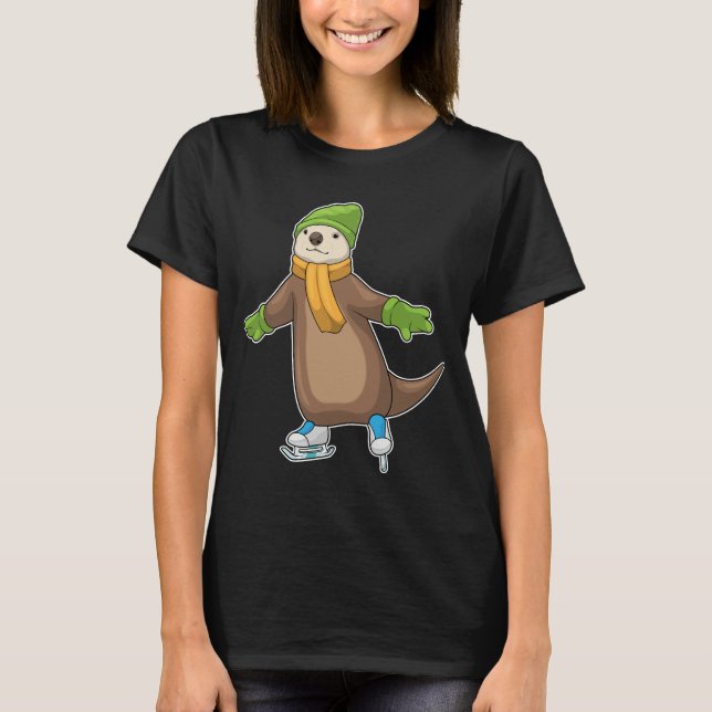 Otter Ice-skridskor T Shirt (Framsida)