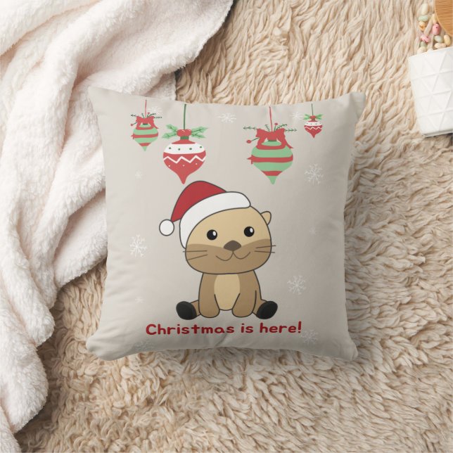 Otter jul, Snö, vinterdjur, bättre än Throw Pi Kudde (Filt)