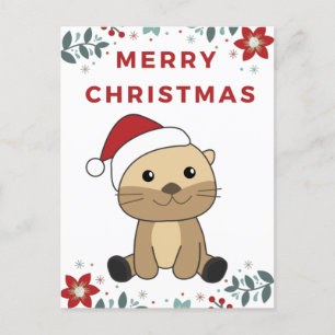 Otter jul, Snö, vinterdjur utanför Helgdag Helg Vykort