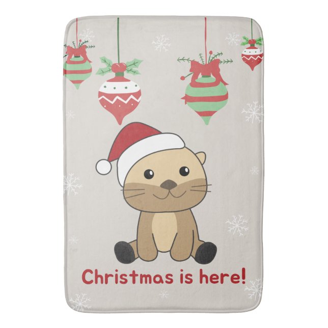 Otter jul Snö Winter Animals Otter Bath Mat Badrumsmatta (Framsidan (Vertikal))