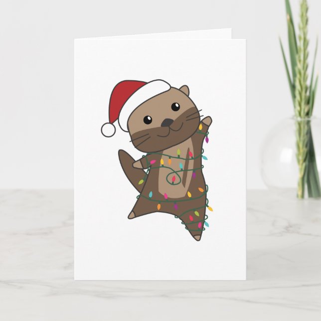 Otter jul Snö Winter Animals Otter Kort (Framsida)