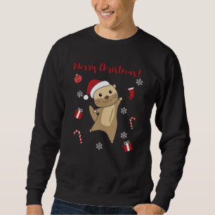 Otter jul Snö Winter Animals Otter Lång Ärmad Tröja