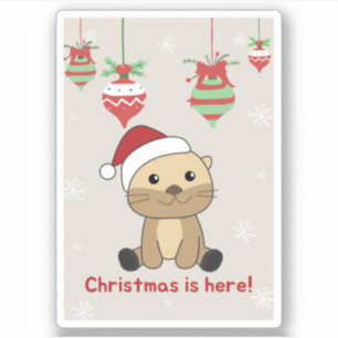 Otter jul Snö Winter Animals Otter Sticker Klistermärken