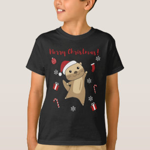 Otter jul Snö Winter Animals Otter T Shirt