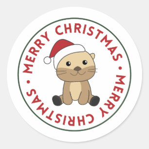 Otter jul, vinterdjur i Snö, andra klassiska djur Runt Klistermärke