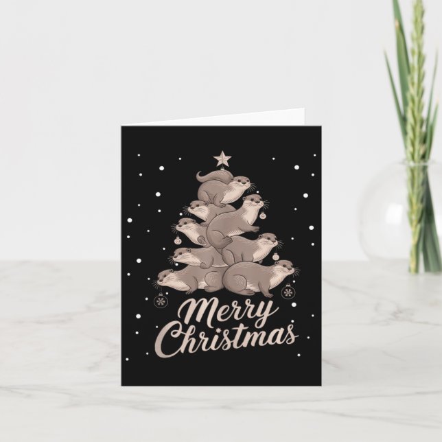 Otter Julafton Träd Otter Julgran Merry Christm Kort (Framsida)