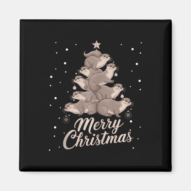 Otter Julafton Träd Otter Julgran Merry Christm Magnet (Framsidan)