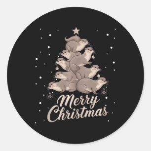 Otter Julafton Träd Otter Julgran Merry Christm Runt Klistermärke