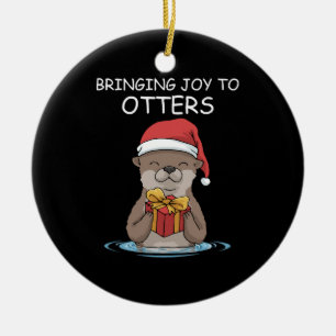 Otter julklapp - julklapp julgransprydnad keramik