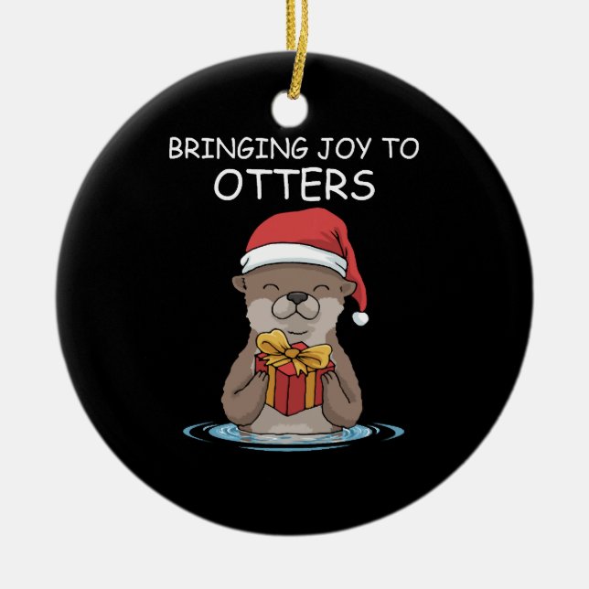 Otter julklapp - julklapp julgransprydnad keramik (Framsidan)