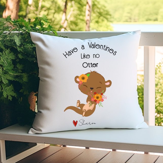 Otter Kärlek Anpassningsbar Valentine Dekorativ ku Kudde (Skapare uppladdad)
