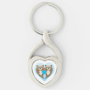 Otter Kärlek Twisted Heart Silverfärgad Nyckelring