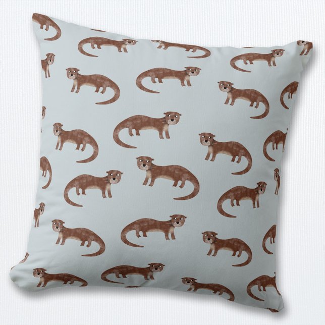 Otter Kudde (Cute otter pattern throw pillow)