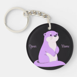 Otter Lila Anpassad Söt Kawaii Svart Nyckelring