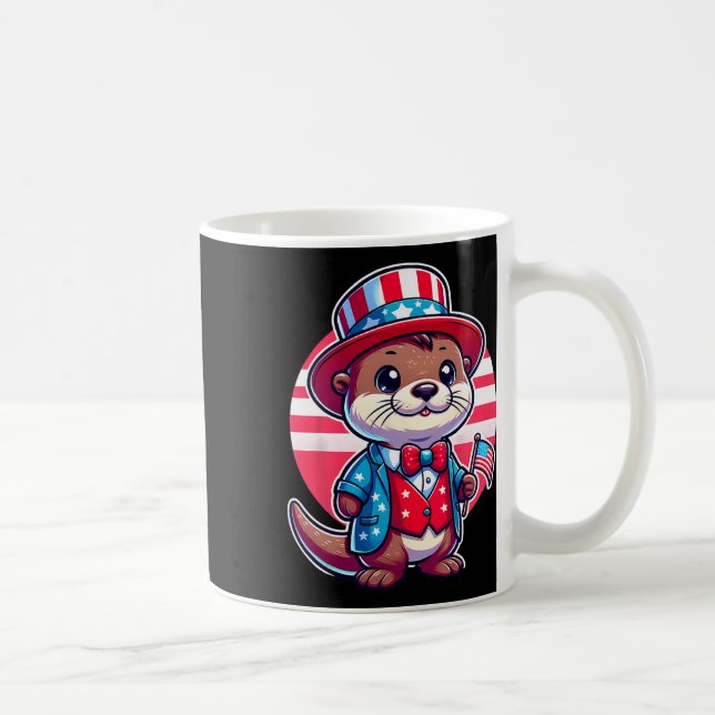 Otter Lycklig 4 juli Independence day Manar Kvinno Kaffemugg (Höger)