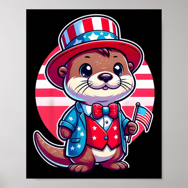 Otter Lycklig 4 juli Independence day Manar Kvinno Poster (Framsidan)