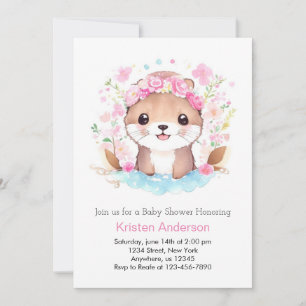 Otter Magic Äventyr inväntar Rosa Girl Baby Shower Inbjudningar