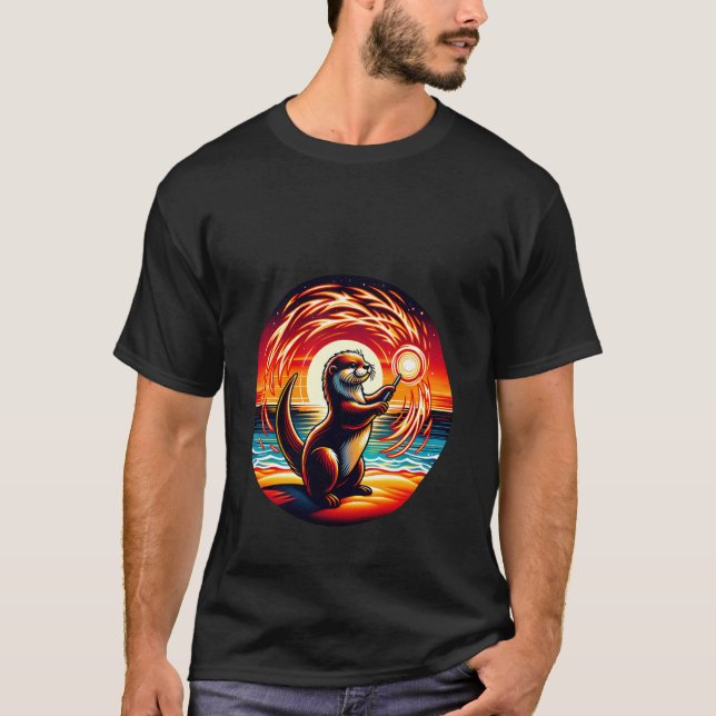 Otter Magic Solnedgång Kreativ T Shirt (Framsida)