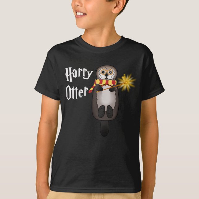 Otter Magic Wizard Funny Otter Harry T Shirt (Framsida)
