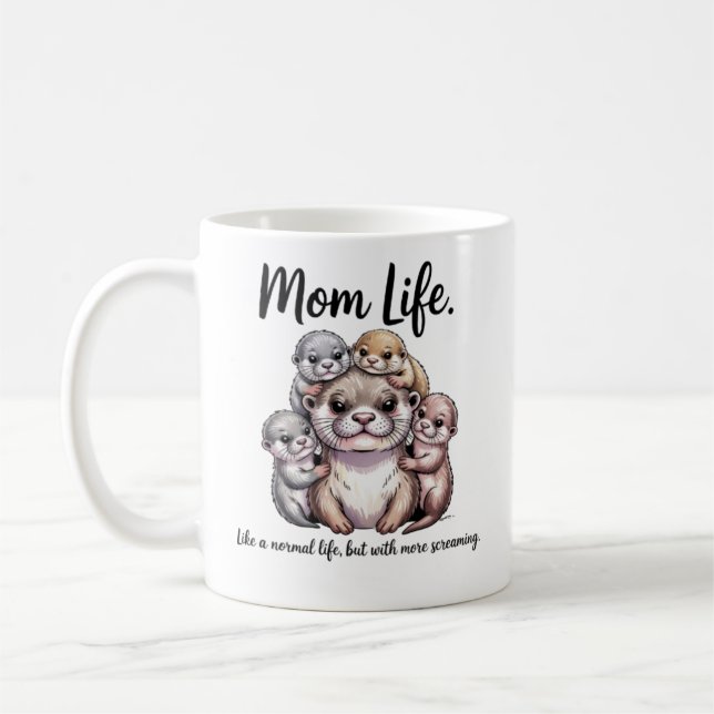 Otter Mamma Liv Mugg - Rolig Föräldraskap Kaffe Ko (Vänster)