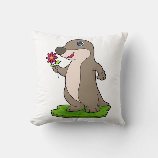 Ötter med blomma kudde (Framsida)