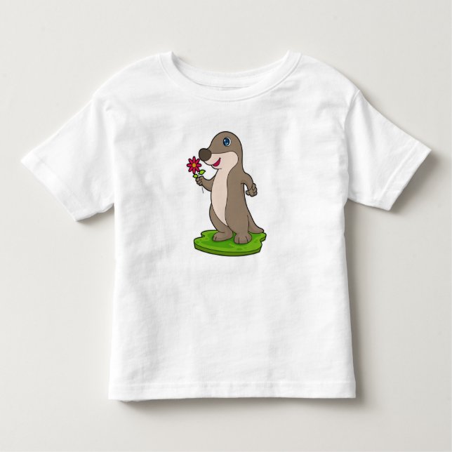 Ötter med blomma t shirt (Framsida)