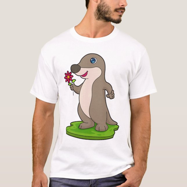 Ötter med blomma t shirt (Framsida)