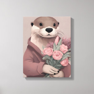 Otter med blommor canvastryck