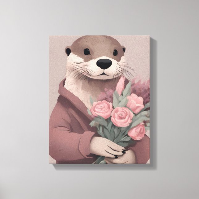 Otter med blommor canvastryck (Framsida)