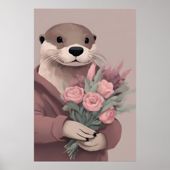 Otter med blommor poster (Framsidan)