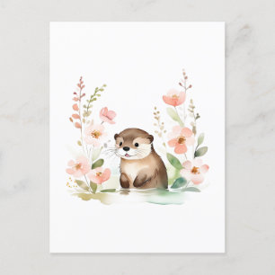 Otter med blommor vykort