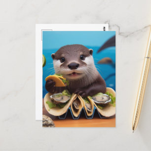 Otter med Osyster Tacos Vykort