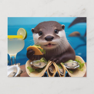 Otter med Osyster Tacos Vykort