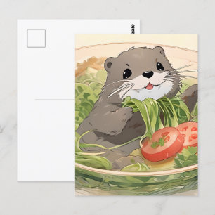 Otter med Sjögräs Salad Vykort
