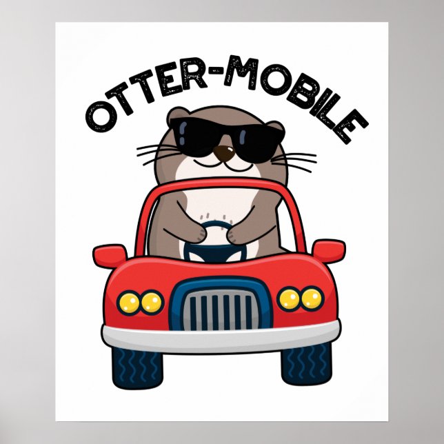 Otter-Mobile Funny Animal Car Pun Poster (Framsidan)