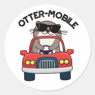 Otter-Mobile Funny Animal Car Pun Runt Klistermärke