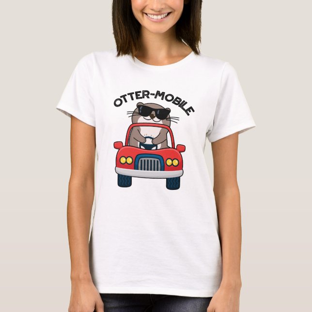 Otter-Mobile Funny Animal Car Pun T Shirt (Framsida)