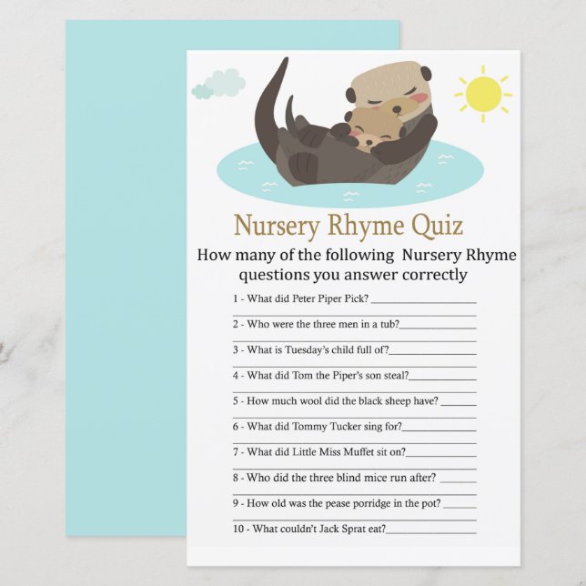 Otter Nursery Rhyme Quiz babyduschspel (Fram/baksida)