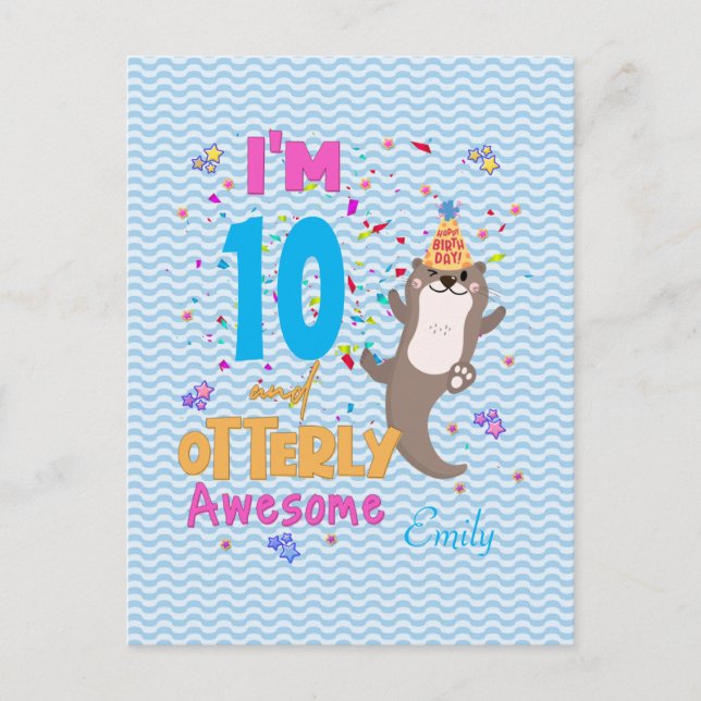 Otter Otterly Fantastisk Birthday Girl-vykort Inbjudan Vykort (Framsida)