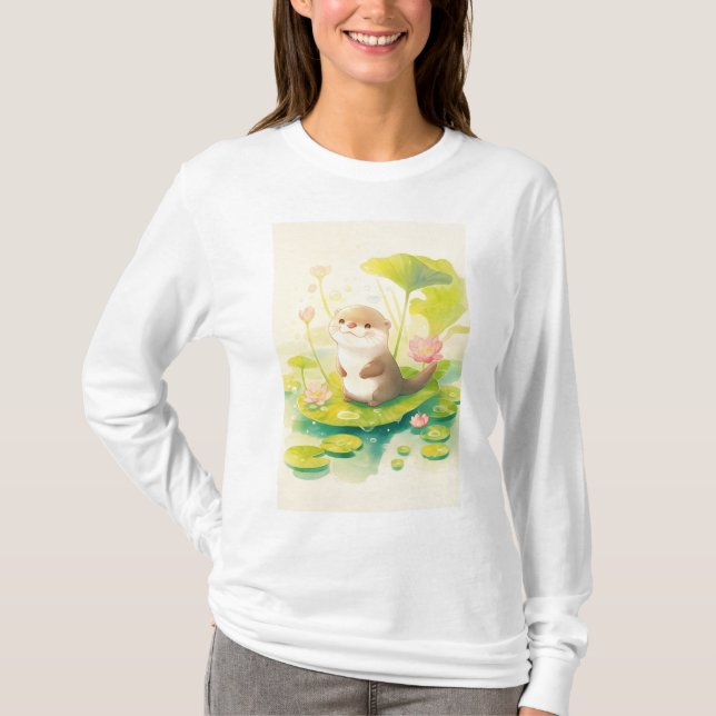 Otter på en Lily Pad T Shirt (Framsida)