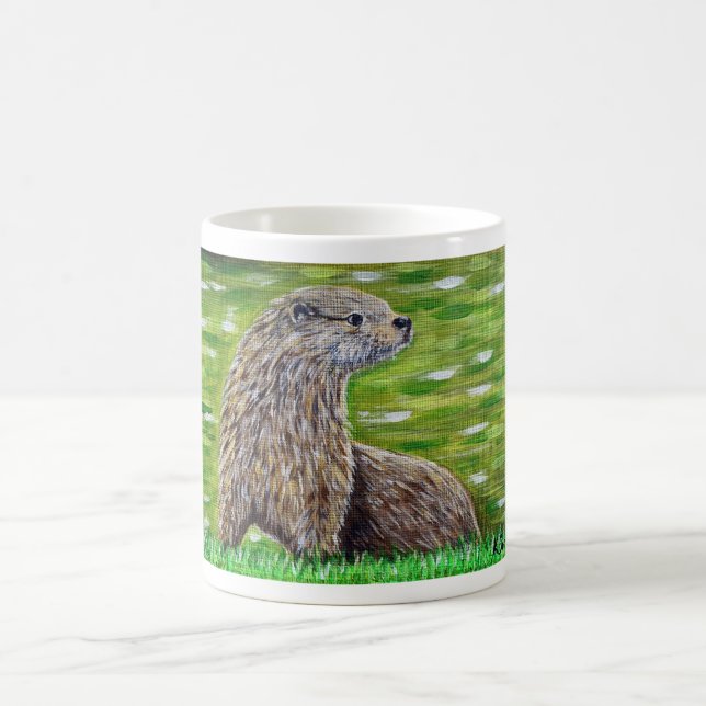 Otter på en River Bank Painting Kaffemugg (Center)