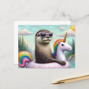 Otter på en Unicorn-Flyt Vykort