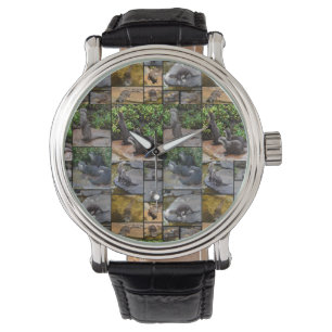 Otter Photo Collage, Manar Leather Big Ansikte Wat Armbandsur