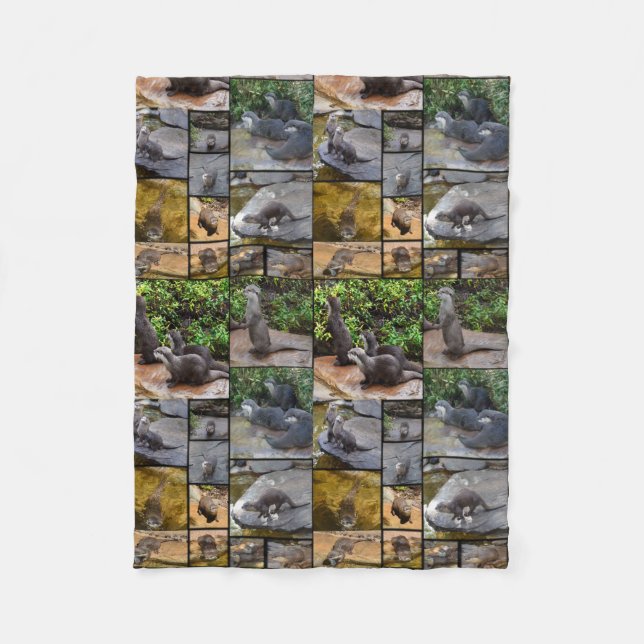 Otter Photo Collage Small Fleece Blanket (Framsidan)