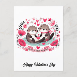 Otter pun Valentine Vykort