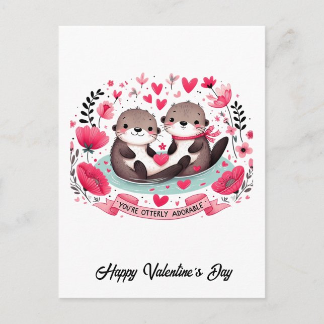 Otter pun Valentine Vykort (Framsida)