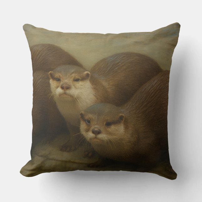 Otter Quartet - Spelande bild av vilda djur och vä Kudde (Framsida)